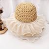 Sun hat children summer straw big brim breathable pearl straw hat beach vacation sunshade sunscreen hat tide