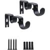 Double Curtain Rod Bracket 2 Pack Metal Curtain Rod Hooks for Wall,Sturdy Curtain Rod Bracket with Screws,Black Wall Mounted Curtain Rod Holders for