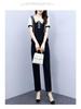 Chic Chiffon Short-Sleeve Top & Long Pants Plus Size Women's High-End Summer Suit