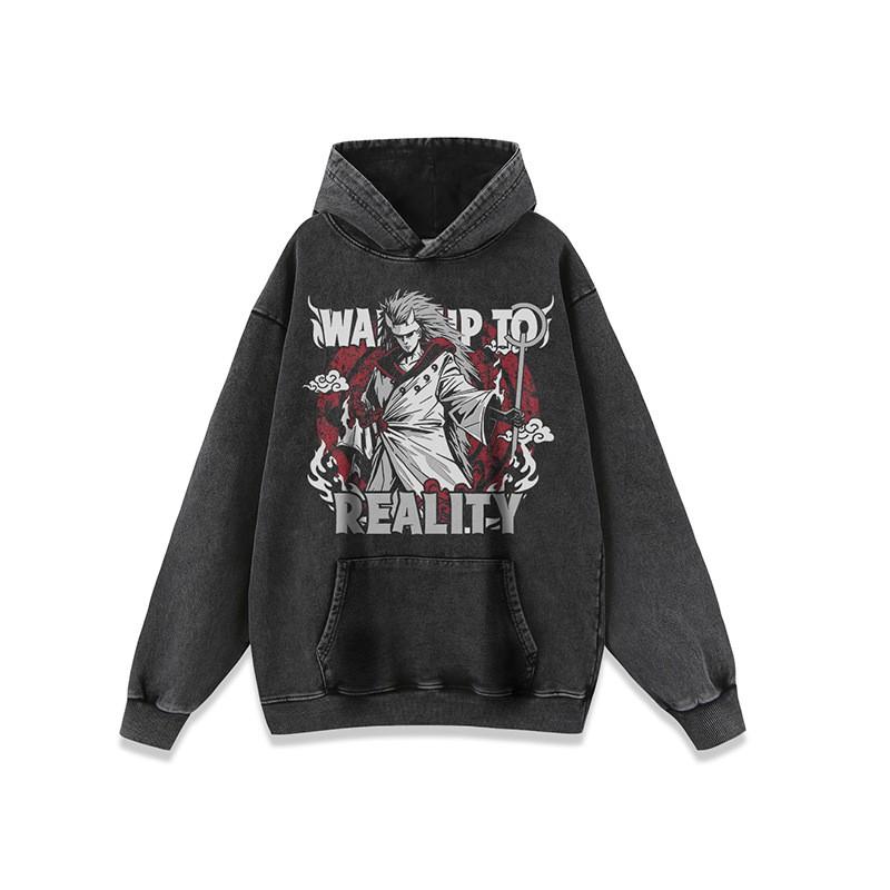 Mens Oversized Vintage Streetwear Hoodie Cotton Heavyweight Washed Graphic Pullover Sweatshirt