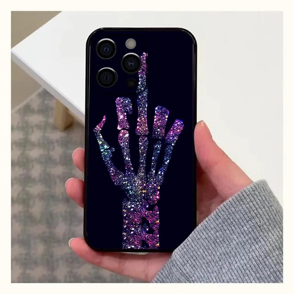 Cartoon Middle Finger Phone Case For Apple iPhone 15,14,13,12,11,Pro,X,XS,Max,XR,Plus,Mini Soft Black Shell