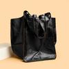 Vintage Women's Tote Bag Solid Color Large Capacity Shoulder Bag