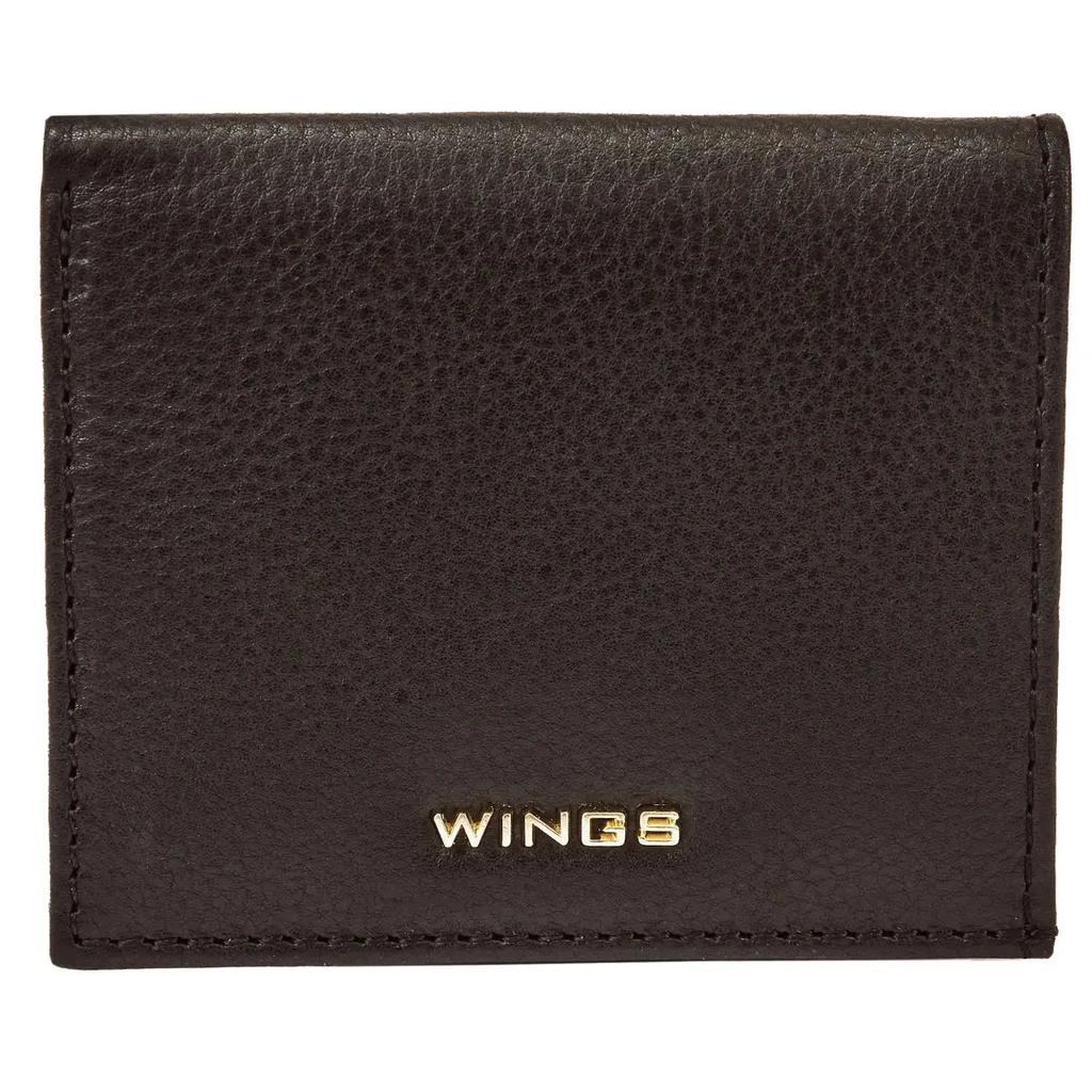 Small Women' Wings Wallet Made of Natural Leather Black