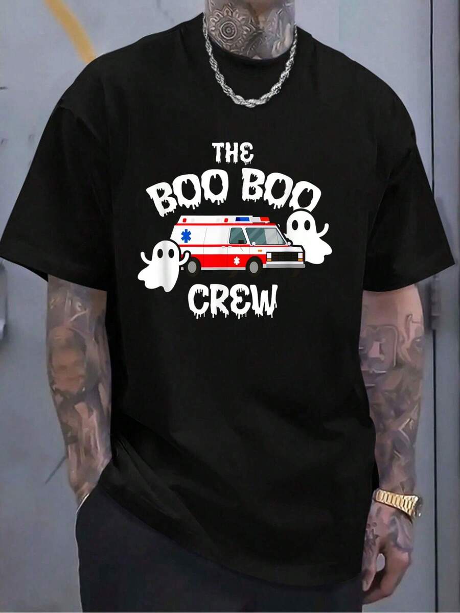 100% Cotton EMT Paramedic EMS Boo Boo Crew Ambulance Ghost Halloween T-Shirt Women s Men s Graphic S разноцветный