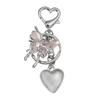 Elegant Silver Heart Bowknot Keychain Charm Pendant Handmade Heart Keyring for Women Fashionable Backpack Ornament