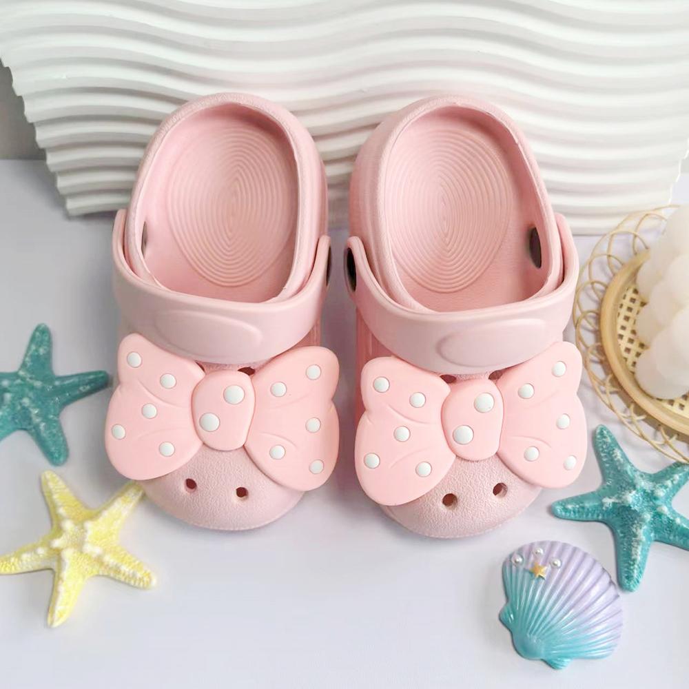 Children's Shoes Slippers Soft Anti-Skid Simple Bow DIY Design Hole Baby Shoes Sandy Beach For Boys Girls