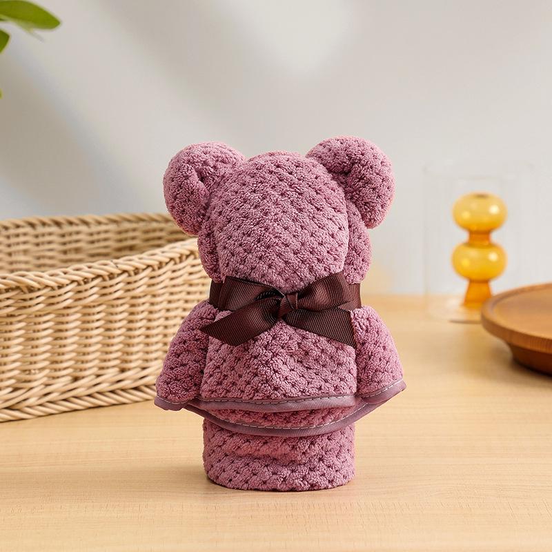 Coral Fleece Bear Towel Gift Box for Weddings and Promotions