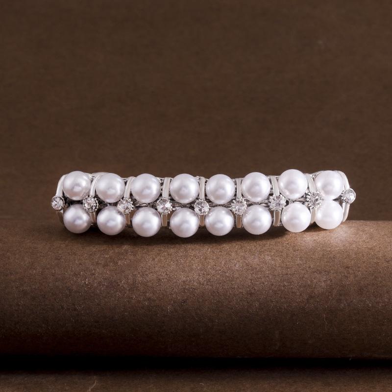 Rhinestone Bow Pearl Hair Clip - Simple Spring-Style Ponytail and Top Clip Accessory