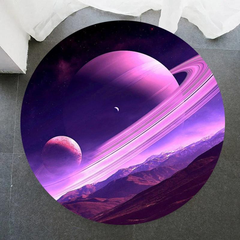 Galaxy Round Rug Universe Space Nebula Star Starry Carpet Circle Floor Mat for Bedroom Playroom Children's Room Non Slip Doormat