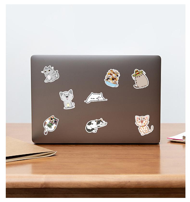 50PCS Waterproof Cute Fat Cat Stickers Cartoon Graffiti Suitcase Notebook Mobile Phone Fridge Water Cup - Bulk Pack