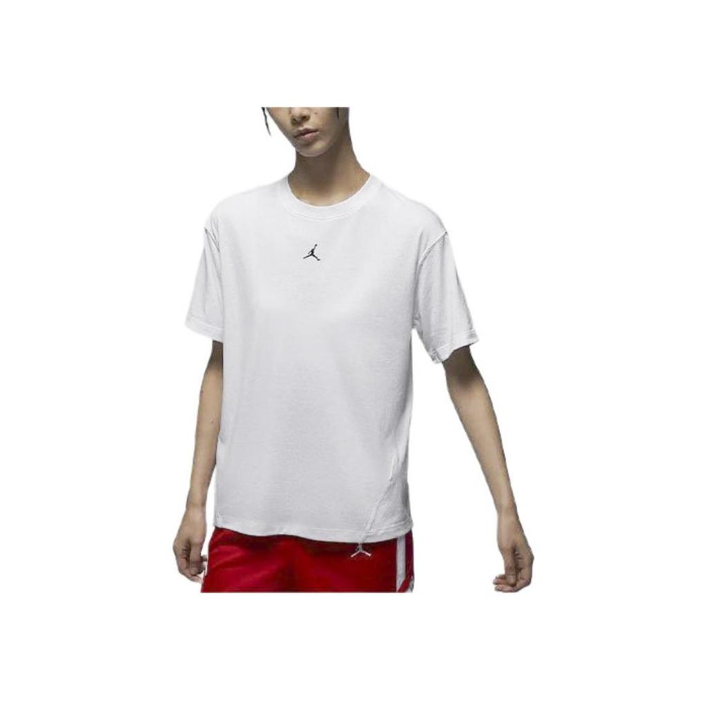 Jordan Sport Logo Loose Quick-Dry Short Sleeve T-Shirt Women Tops White FN5117-100