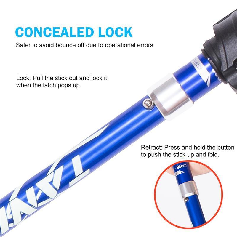 Pólo de caminhada nórdico telescópico de liga de alumínio portátil ao ar livre 250g ultraleve caminhada pólo caminhada bengala