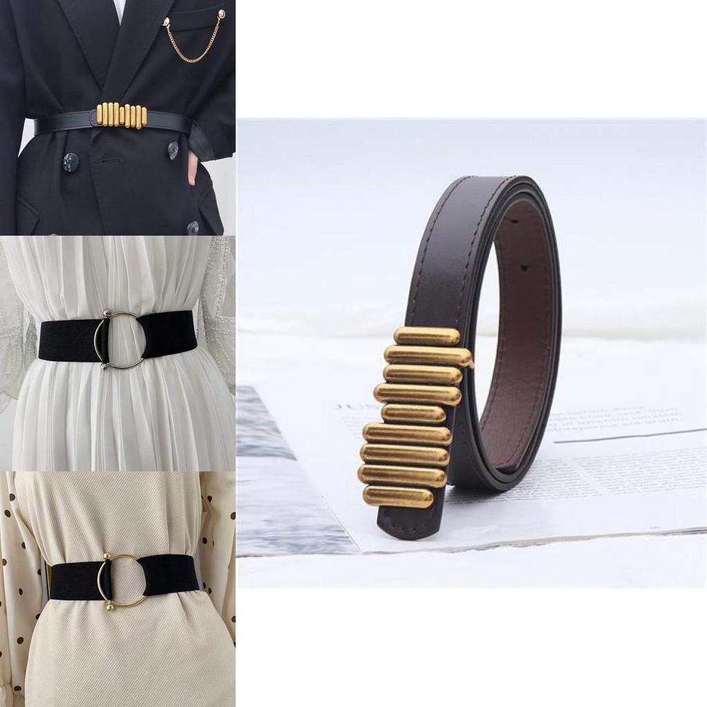 Elegant Black Women's Belt With Stylish Round Buckle For Dresses And Sweaters