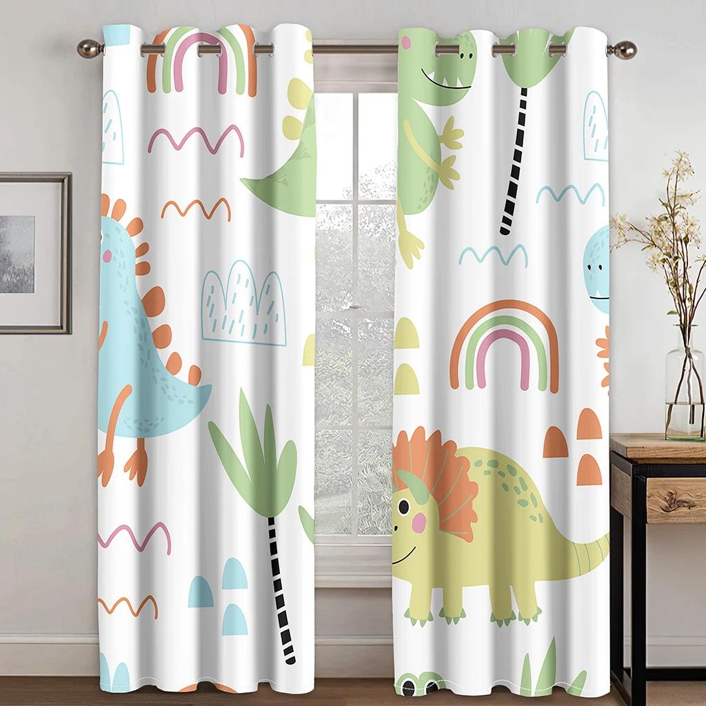 Cartoon Boys Lovely Dinosaur Curtains Colorful Safari Wildlife Funny Animal Child Dinosaur Curtains for Kids Bedroom Living Room