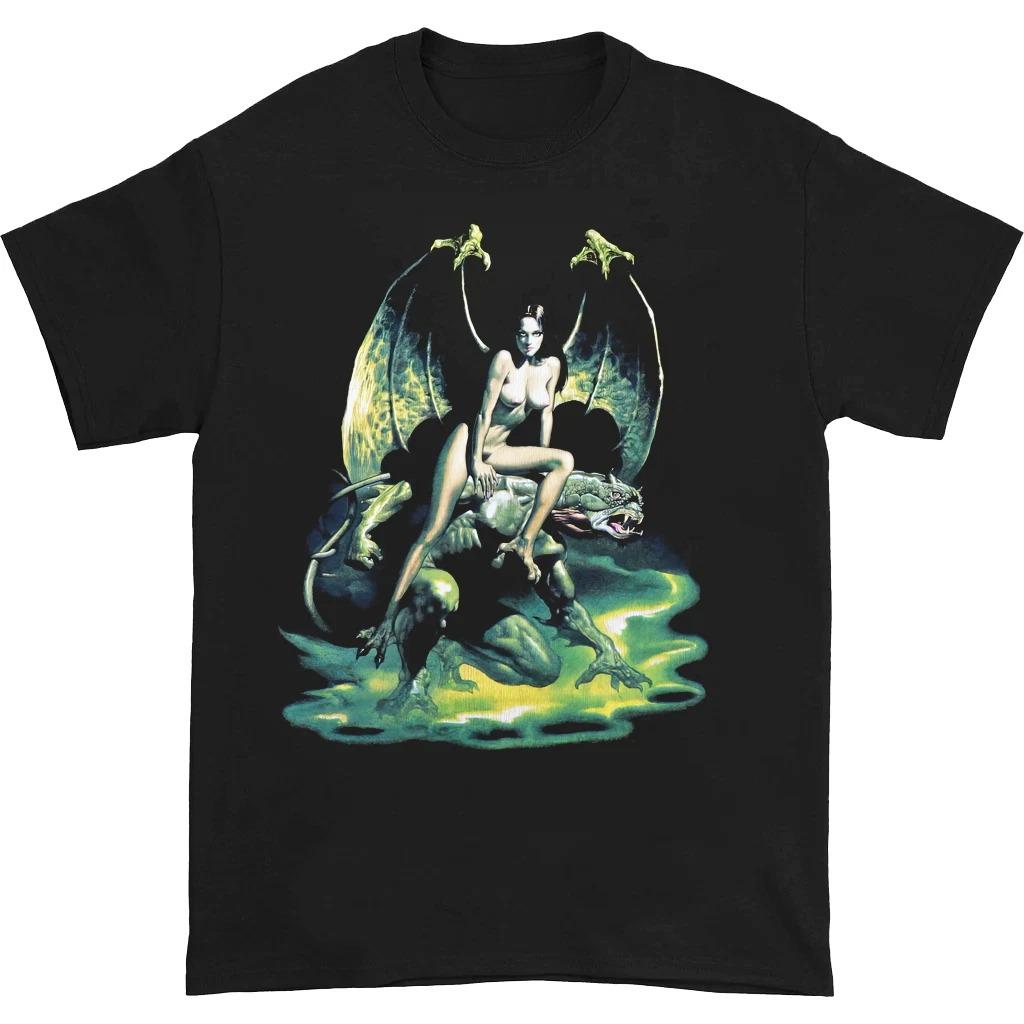 

2025 Футболка с коротким рукавом винтажная Борис Вальехо Обнаженная девушка-горгулья 80-х черная мужская женская европейская американская Y2k хлопок 3XL