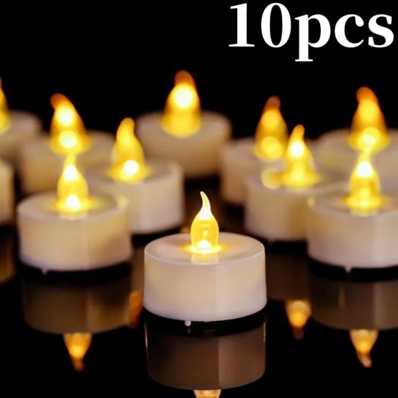

10 шт. беспламенных светодиодных свечей, теплый свет, долговечная ночная лампа для Дня святого Валентина, рождественской вечеринки, ужина, декора