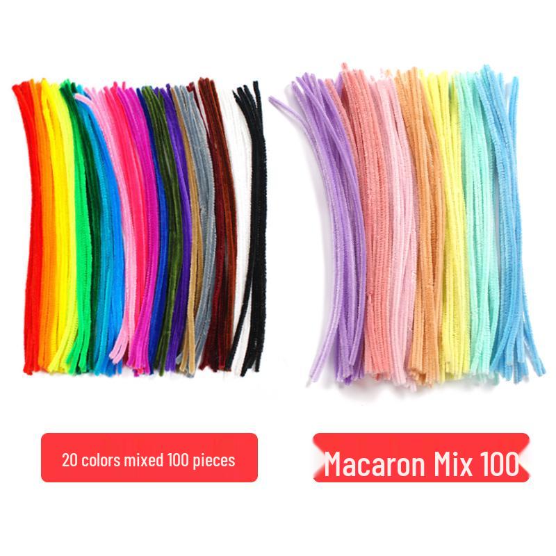 Colorful DIY Chenille Pipe Cleaner Bouquet - Plush, Handmade Spring Craft Pack In Macaron Shades for Children