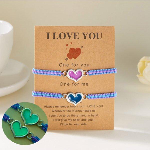 2 PCS/Set Butterfly Couples Pendant Luminous Bracelet For Women Lover Black Rope Charm Friendship Girlfriend Party Jewelry Gift