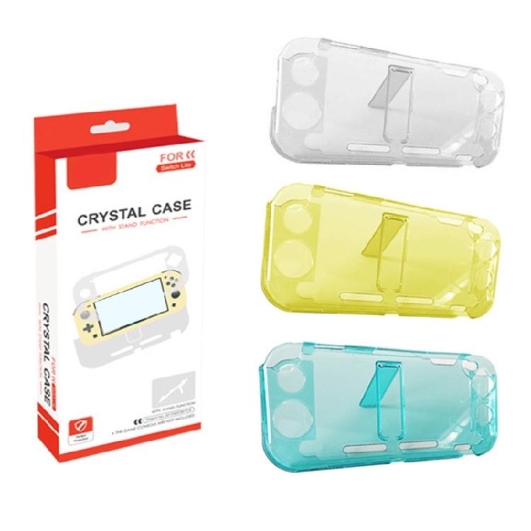 Clear PC Case Shockproof Protective Cover Transparent Protector with Convenient Build In Stand for Switch Lite