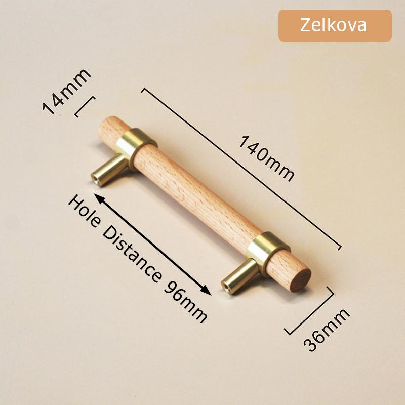 KAK Walnut Wooden Furniture Handle Brass Copper Drawer Knobs Kitchen Cabinets Pulls Dresser Knobs Wardrobe Pull Door Hardware