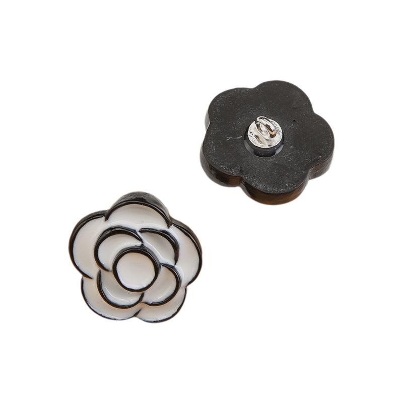 5pcs Children'S Clothes Sweater Buttons Cartoon Bow Buttons Baby Cardigan Jacket Cute Flower Decoration Black And White Buttons