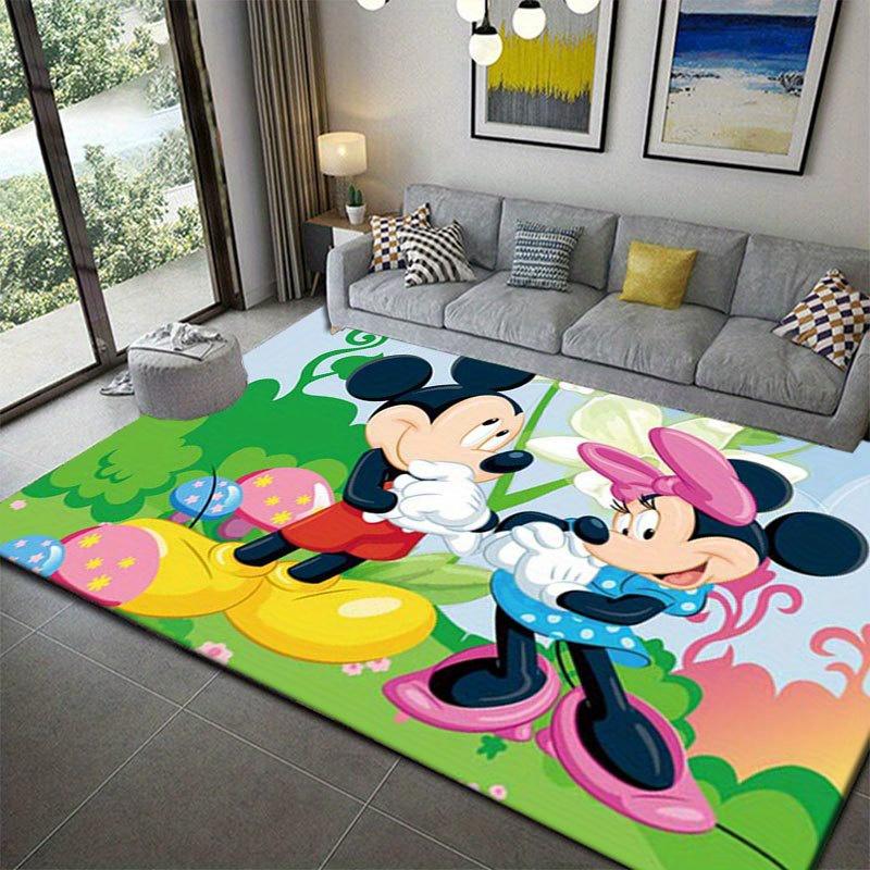 1 ks koberečku s motivem Mickeyho a Minnie, protiskluzová podložka, design kreslených postaviček, měkký samet, dekorace do místnosti, omyvatelný