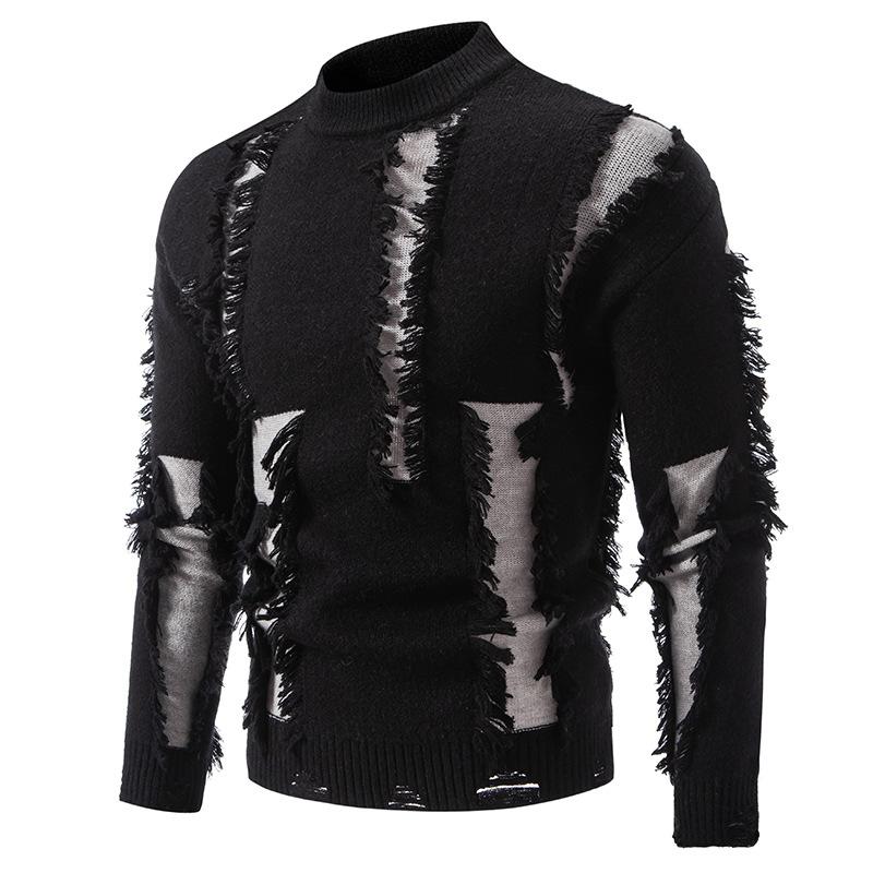 

American Matching Niche Design Sweater Men Women Loose Round Neck Pullover Couple Outfit 4XL чёрный
