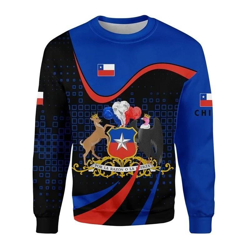 Осенние 3D толстовки с принтом флага Чили, национального герба, карты, модные, повседневные, спортивные, с длинным рукавом, мужские 6XL