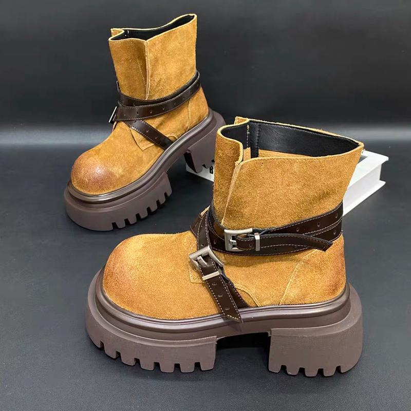 Flats Platform Women Ankle Boots Suede Winter Designer Shoes Cozy Woman Boots 2025 New Casual Goth Chelsea Botas Mujer