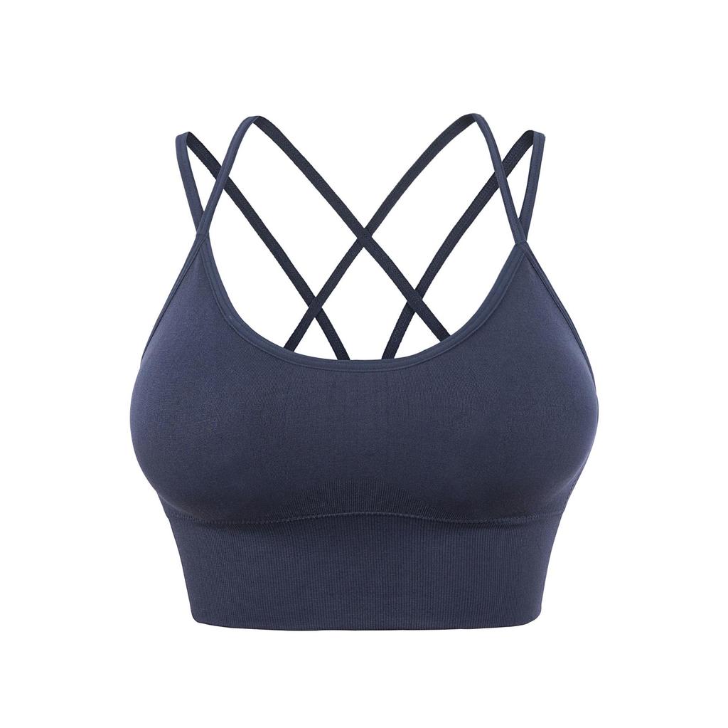 European & American Plus Size Criss-Cross Back Sports Bra - Wire-Free, Shockproof Yoga & Running Bra for Women