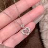 Romantic Silver Color Heart Pendant Necklace for Girls Women Shining Zircon Bow Necklace Good Friend Fashion Jewelry Gifts