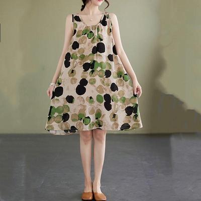 Sleeveless Plus Size Cotton Vintage Polka Dot New In Dresses for Women Casual Midi Loose Summer Dress