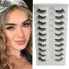 10 Pairs Cat Eye False Lashes 3D Curled Natural Fluffy Lashes Wispy Bushy Half Eyelash  Women