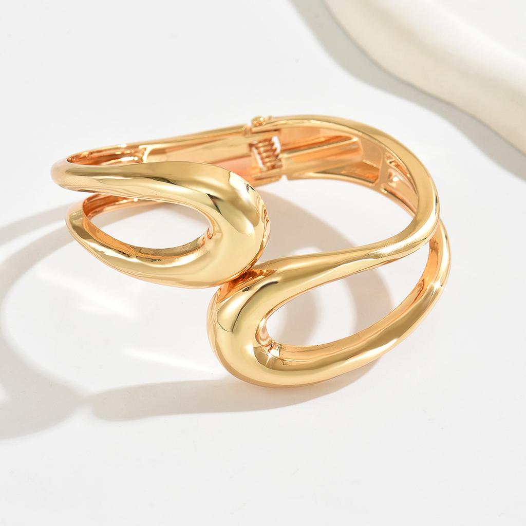 Wind-Explosions-Schmuckset, geometrisches übertriebenes Design Metall glatt Armband Ring Set vielseitig