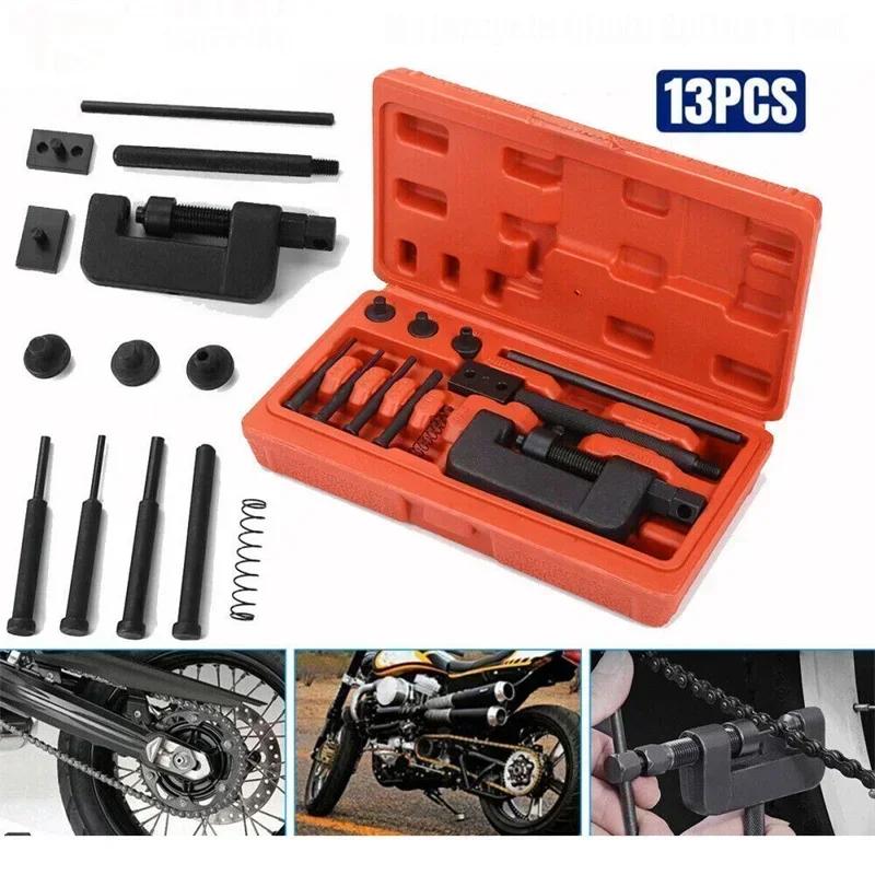 Universal Motorcycle Chain Tool Kit - Chain Breaker/Riveter for 35-630 Drive Cam Chains (Bike Maintenance)