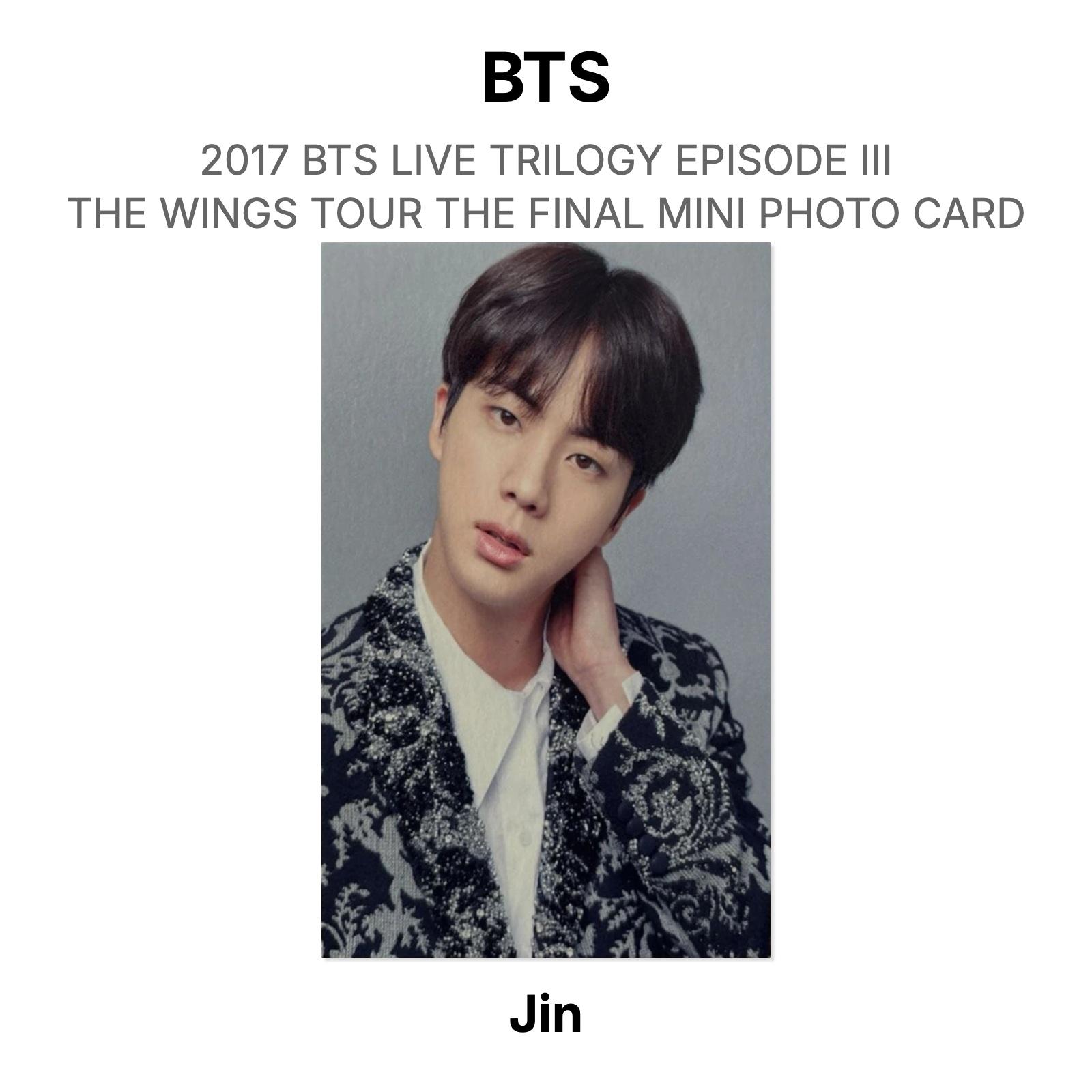 BTS 2017 BTS LIVE TRILOGY EPISODE III THE WINGS TOUR THE FINAL MINI PHOTO CARD Official Photocard Jin 03