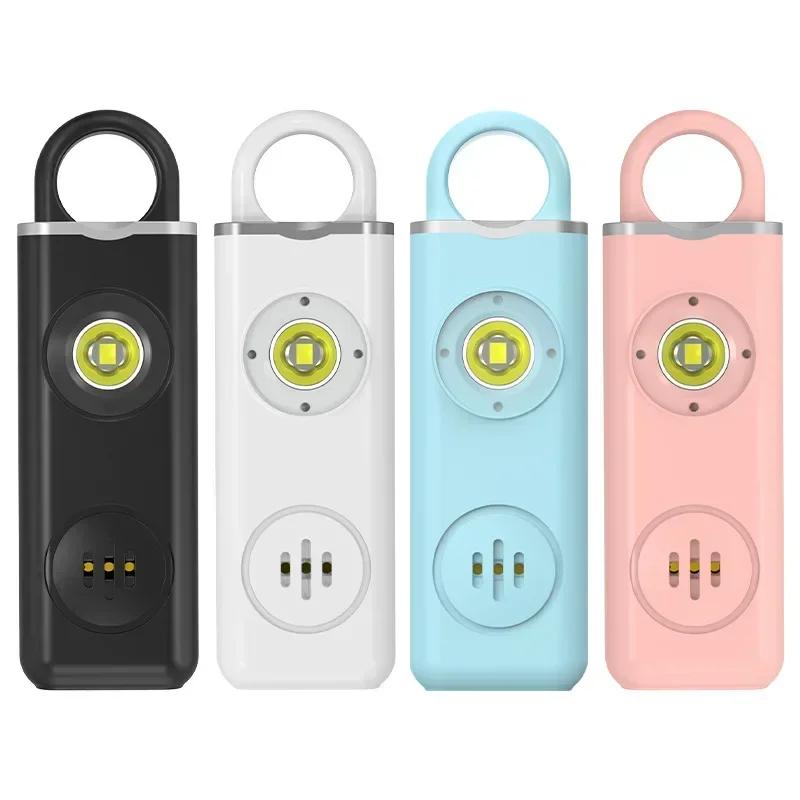 2025 Self Defense LED Flashlight USB Rechargeable Keychain Light Safety Alarm Protective Supplies Women Outdoor Emergency Tool
