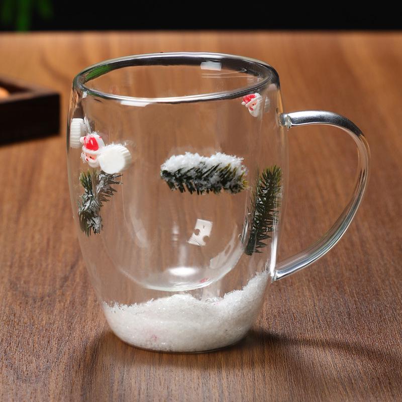 Heat-Resistant Double-Walled Glass Cup with Real Dried Flowers