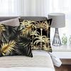 45x45cm Kissenbezug Schwarz und Gold Kokospalme Palmenblatt Kurzflor Kissenbezug für Sofa und Schlafzimmer
