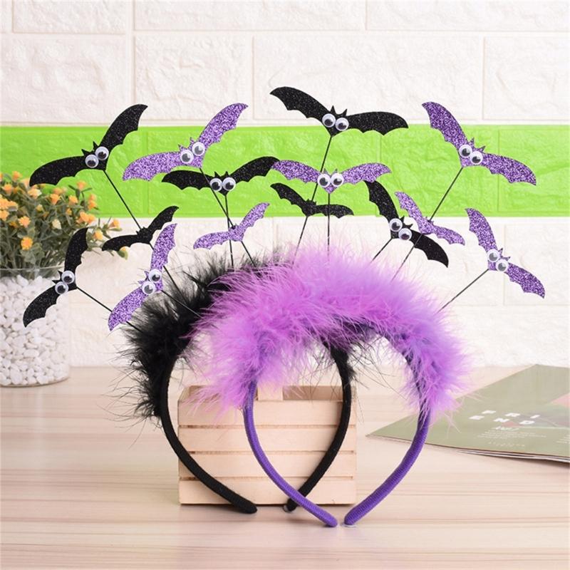 Gothics Sequins Bat Hairband for Adult Kids Cosplay Party Costume Day of the Death Bat Headpiece Halloween Accessories