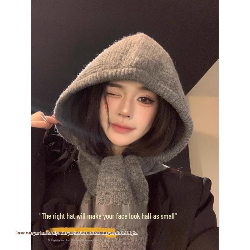 Strickmütze & Schal-Kombination im koreanischen Stil: Warme Winter-Sturmhaube mit Ohrenschutz