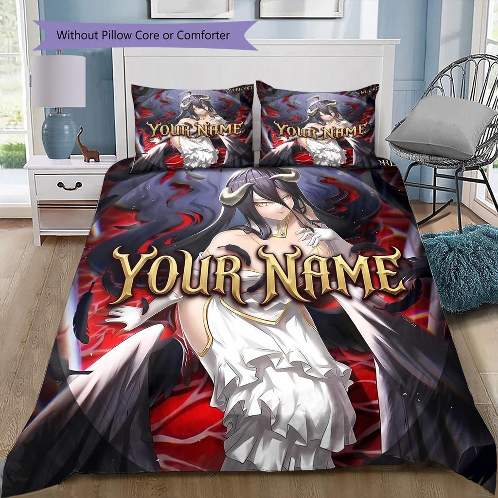 Dark Angel Wings Custom Name Pattern Bedding Quilt Set Quilt Cover Pillowcase Home Birthday Gift(1 * duvet cover + 2 * pillowcase, without core)