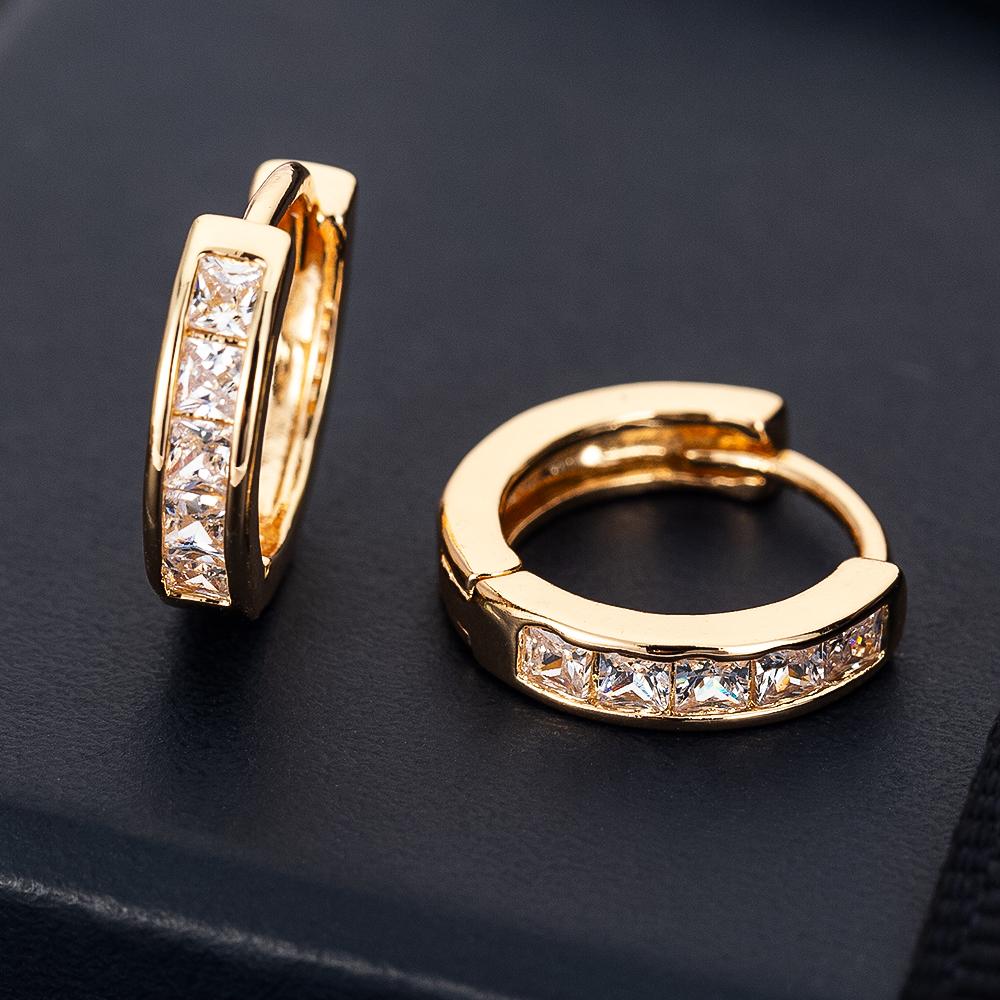 10mm Circle CZ Zircon Hoop Earrings For Women Bohemian Gold Color Silver Color Small Round Earrings Fashion Girl Jewelry