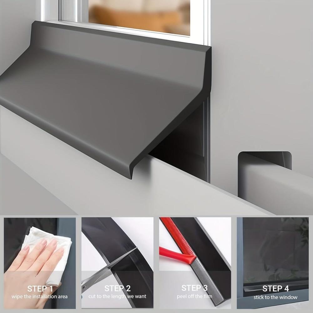 Sliding Window Water Barrier Outdoor Rain Deflector Strip Door Rain Drip Edge Exterior Waterproof Weather Seal Strip