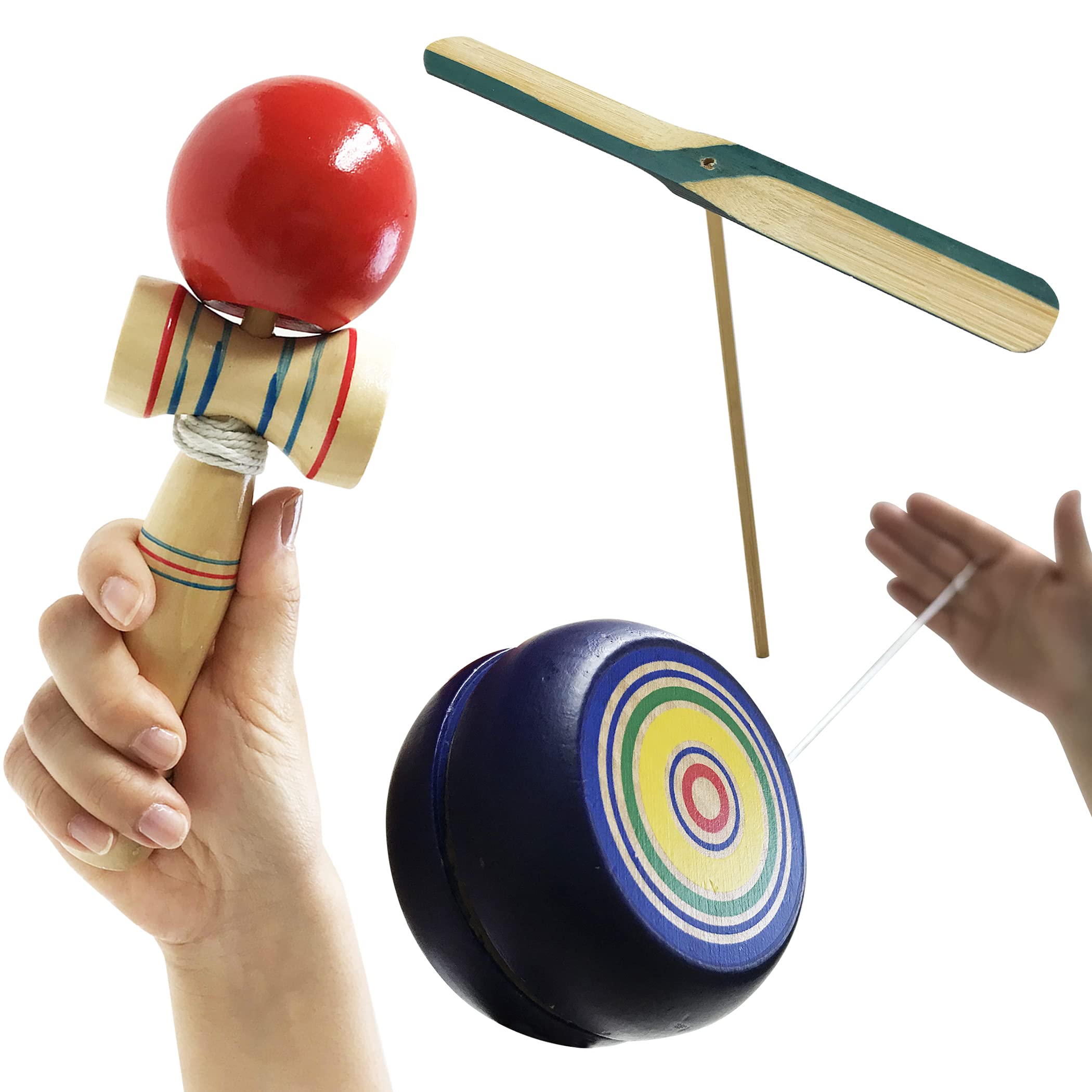 

Nostalgic Toy Hand Play Wooden Bamboo Folk Toy Folk Educational Toys Wooden Bamboo Set, Toys, Kendama, Yo-Yo, Dragonfly, Toys, Set, Crafts, Toys,