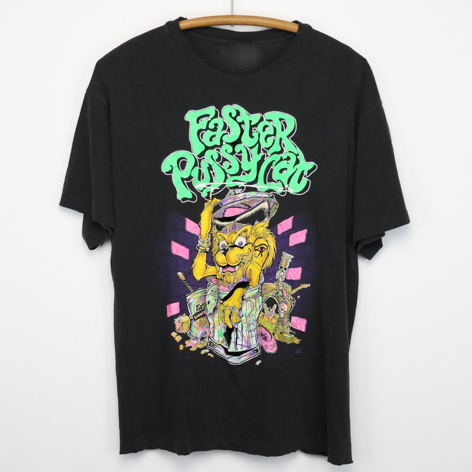Vintage Faster Pussycat Band Music Lover Heavy Cotton Black All Size Shirt UR923 XXL