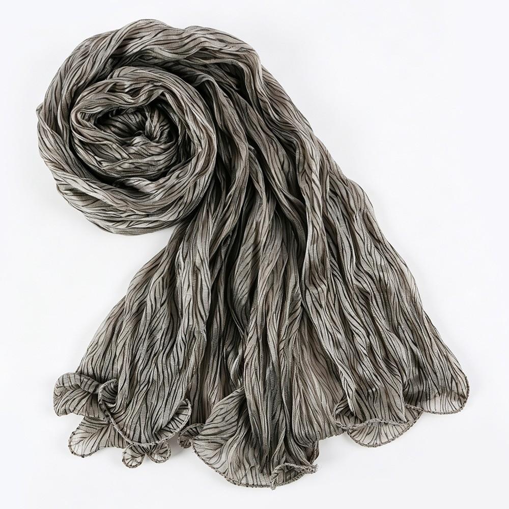 Ruffled Edge Silk Scarf Stripes Chiffon Hijab Veil High Qulaity Sunscreen Headscarf  Outdoor