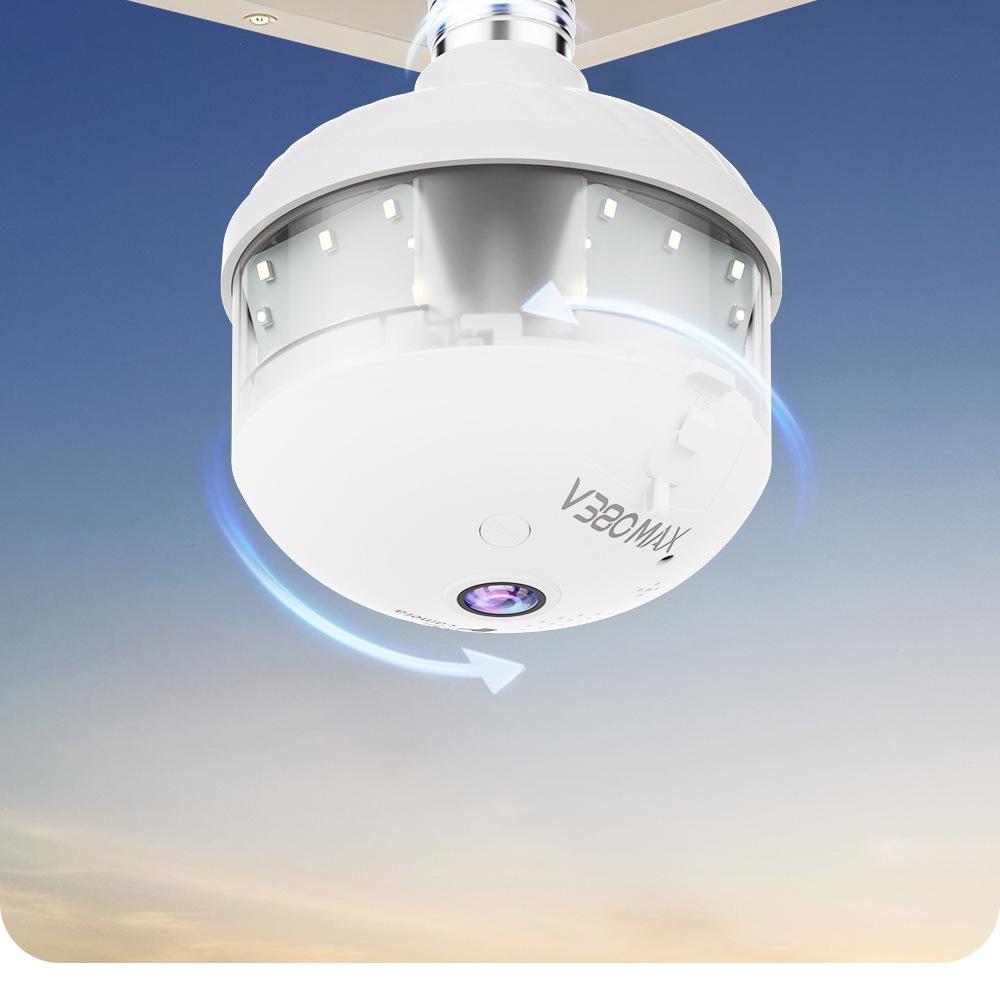 V380 Panoramic E27 Bulb Camera: Wireless WiFi, Mobile Remote, Dual Light, Night Vision, HD Surveillance
