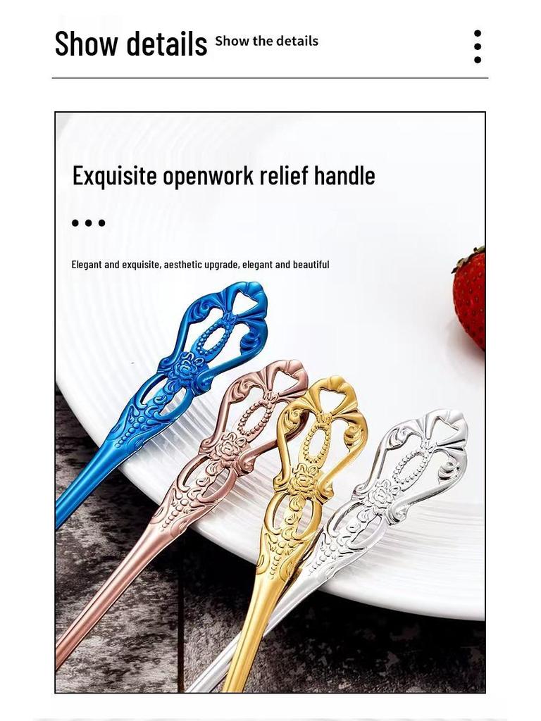 Royal Court 24-Piece Stainless Steel Cutlery Set - Embossed Hollow Steak Knives, Forks, and Spoons