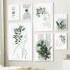 Abstract Wall Art Print Canvas Painting Paintings Decor Cuadros Decorativos Para Dormitorios Poster Faces Lines Green Leaves